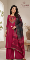 Elegant Magenta Embroidered Kurta Palazzo Set with Designer Dupatta
